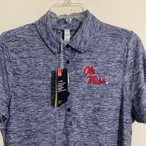 UNDER ARMOUR Women's Ole Miss Rebels NCAA College Short Sleeve Golf Shirt Size L